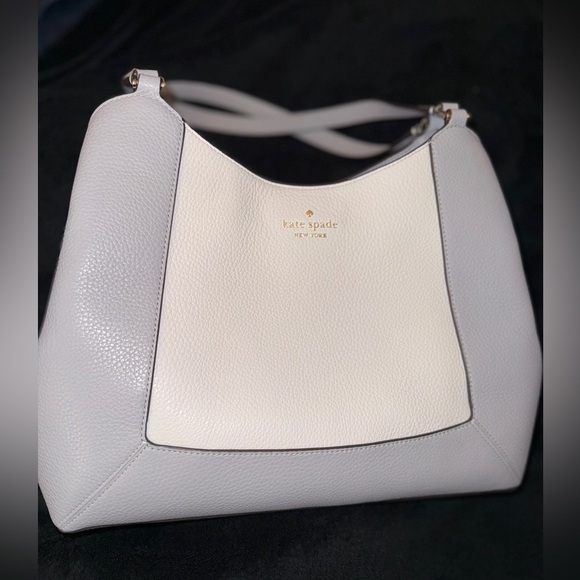 kate spade New York lena Colorblock Pebb Mountain Gray Shoulder Bag Purse - Picture 6 of 14